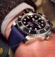 Fake Rolex Submariner Fuck EM Black Dial Watch -Brown Perlon Straps (9)_th.jpg